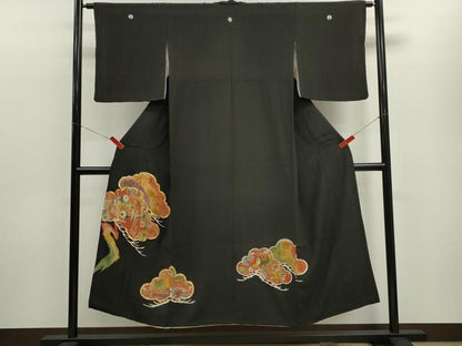 平和屋着物■豪華黒留袖 駒刺繍 松 宝尽くし花文 金彩 正絹 逸品 CABD9953ze