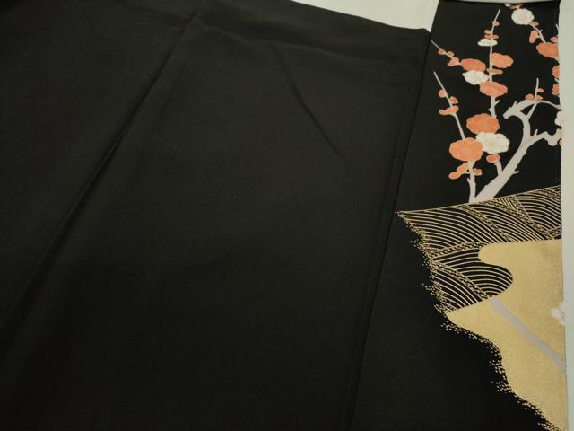 平和屋着物■豪華黒留袖　作家物　駒刺繍　松竹梅地紙草花文　金彩　正絹　逸品　CABD9961ze