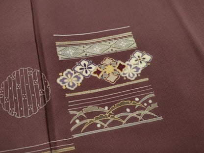 平和屋着物■訪問着 駒刺繍 横段吉祥花文 金彩 正絹 逸品 CABB9970ze