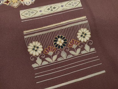 平和屋着物■訪問着 駒刺繍 横段吉祥花文 金彩 正絹 逸品 CABB9970ze