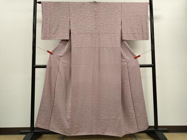 平和屋着物■上質な色無地 雲取り草花地紋 薄柿色 正絹 逸品 CABD9975ze
