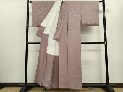 平和屋着物■上質な色無地 雲取り草花地紋 薄柿色 正絹 逸品 CABD9975ze