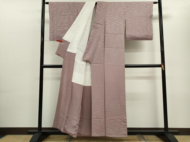 平和屋着物■上質な色無地 雲取り草花地紋 薄柿色 正絹 逸品 CABD9975ze