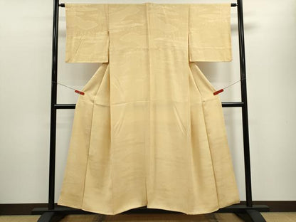 平和屋着物■上質な色無地 草花地紋 蜂蜜色 正絹 逸品 CABD9978ze