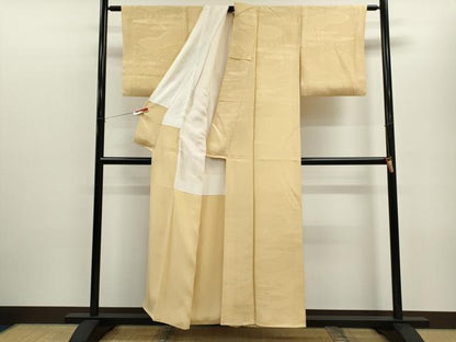 平和屋着物■上質な色無地 草花地紋 蜂蜜色 正絹 逸品 CABD9978ze
