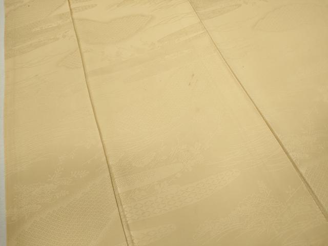 平和屋着物■上質な色無地 草花地紋 蜂蜜色 正絹 逸品 CABD9978ze