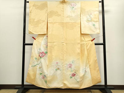 平和屋着物■訪問着 駒刺繍 枝椿 暈し染め 銀糸 正絹 逸品 CABD9988ze