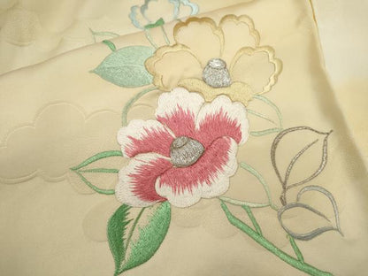 平和屋着物■訪問着 駒刺繍 枝椿 暈し染め 銀糸 正絹 逸品 CABD9988ze