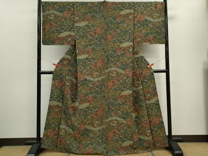 平和屋着物■上質な小紋　雲取り草花文　正絹　逸品　未使用　CABD9995ze