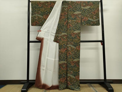 平和屋着物■上質な小紋　雲取り草花文　正絹　逸品　未使用　CABD9995ze