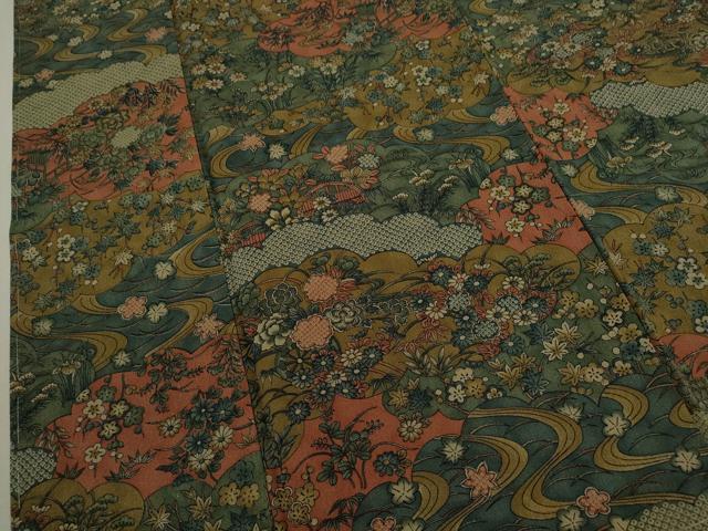 平和屋着物■上質な小紋　雲取り草花文　正絹　逸品　未使用　CABD9995ze