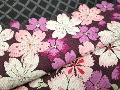 平和屋着物●世界的ファッションデザイナー　山本寛斎　kansaiブランド　六通柄袋帯　唐織　舞花文　黒地　金糸　正絹　逸品　CABE0007hy