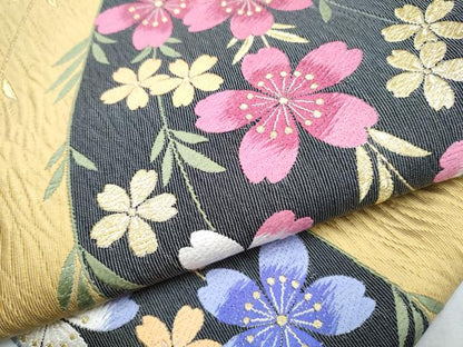 平和屋着物●六通柄袋帯　唐織　枝垂れ桜文　金糸　正絹　逸品　CABE0008hy