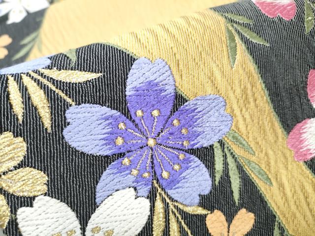 平和屋着物●六通柄袋帯　唐織　枝垂れ桜文　金糸　正絹　逸品　CABE0008hy