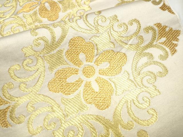 平和屋着物●西陣　川島織物　六通柄　本袋帯　花唐草文　金糸　正絹　逸品　CABE0013hy