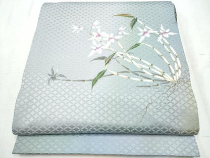 平和屋着物▽両面 太鼓柄袋帯 スリーシーズン 春夏秋 作家物 手描き 草花文 正絹 逸品 CABE0016hy