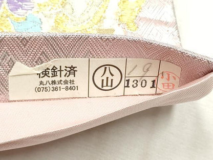 平和屋着物●六通柄袋帯　唐織　草花文　金糸　正絹　逸品　CABE0020hy