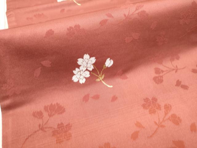 平和屋着物●両面　六通柄袋帯　唐織　舞桜文　金糸　正絹　逸品　CABE0022hy