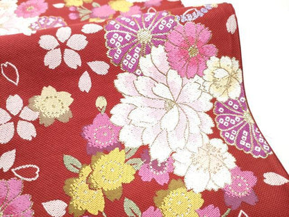 平和屋着物●六通柄袋帯　唐織　舞花文　金糸　正絹　逸品　CABE0023hy