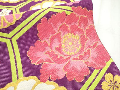 平和屋着物●六通柄袋帯　彩花　金糸　正絹　逸品　CABE0024hy