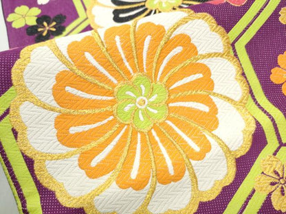 平和屋着物●六通柄袋帯　彩花　金糸　正絹　逸品　CABE0024hy