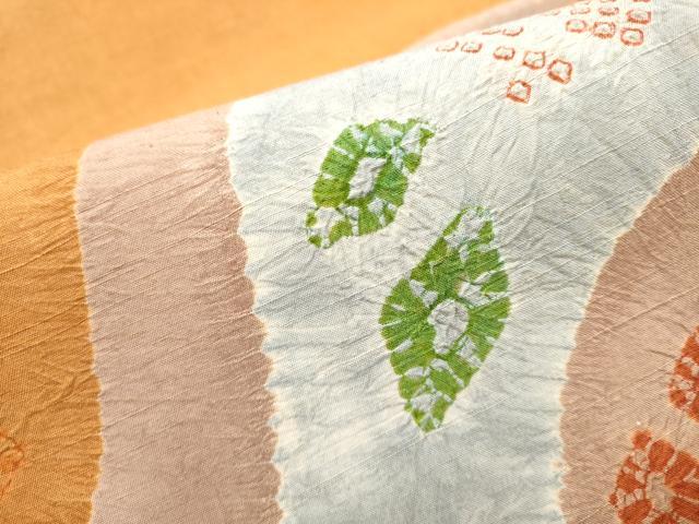 平和屋着物●両面　太鼓柄袋帯　紬地　絞り　舞花文　正絹　逸品　CABE0032hy
