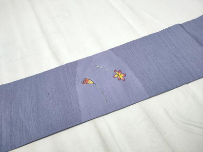 平和屋着物●八寸名古屋帯　すくい織　童子人物花文　正絹　逸品　CABE0038hy