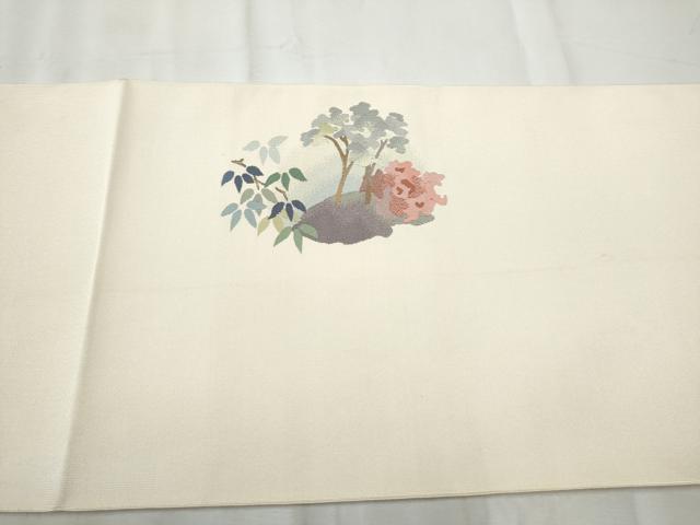 平和屋着物●爪掻き本綴れ　八寸名古屋帯　船　風景草花文　金銀糸　正絹　逸品　CABE0040hy