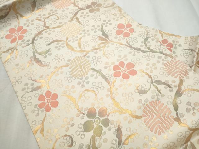 平和屋着物●九寸名古屋帯　花唐草文　金糸　正絹　逸品　CABE0045hy