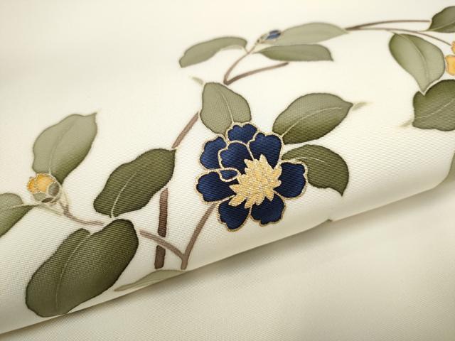 平和屋着物●塩瀬　九寸名古屋帯　花唐草文　金彩　正絹　逸品　CABE0048hy