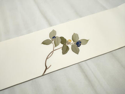 平和屋着物●塩瀬　九寸名古屋帯　花唐草文　金彩　正絹　逸品　CABE0048hy