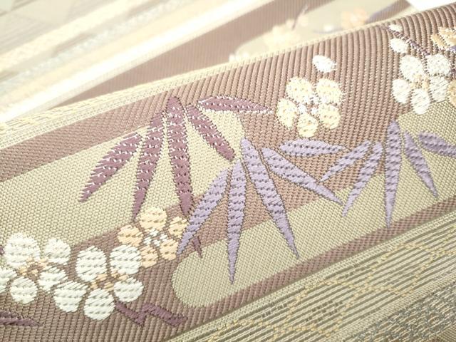 平和屋着物●本場筑前博多織 八寸名古屋帯 横段草花文 猫 やまと誂製 正絹 逸品 CABE0054hy