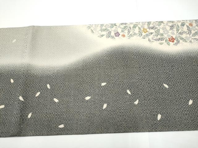 平和屋着物●両方向　両面　全通柄袋帯　草花文　金通し地　正絹　逸品　CABE0070hy