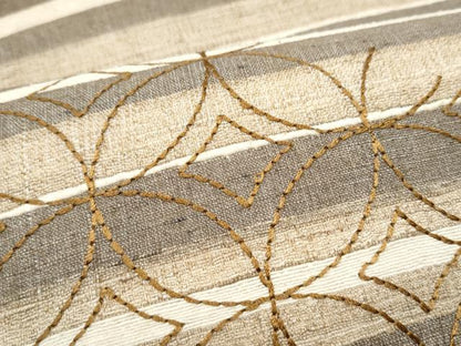 平和屋着物●インド・アッサム　野蚕糸　手織　ムガシルク　太鼓柄袋帯　総刺繍　刺し子　七宝文　正絹　逸品　CABE0072hy