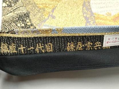 平和屋着物●織匠十一代目 篠屋宗兵衛 謹製　綴れ唐織　六通柄袋帯　雪輪松葉文　金銀糸　正絹　逸品　CABE0075hy