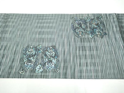 平和屋着物●国際的伝統工芸作家　十二代・藤林徳扇　苑寿　両面　太鼓柄袋帯　更紗花文　金彩　正絹　逸品　CABE0085hy