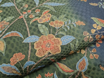 平和屋着物●全通柄袋帯　ふくれ織　更紗花唐草文　金糸　正絹　逸品　CABE0091hy
