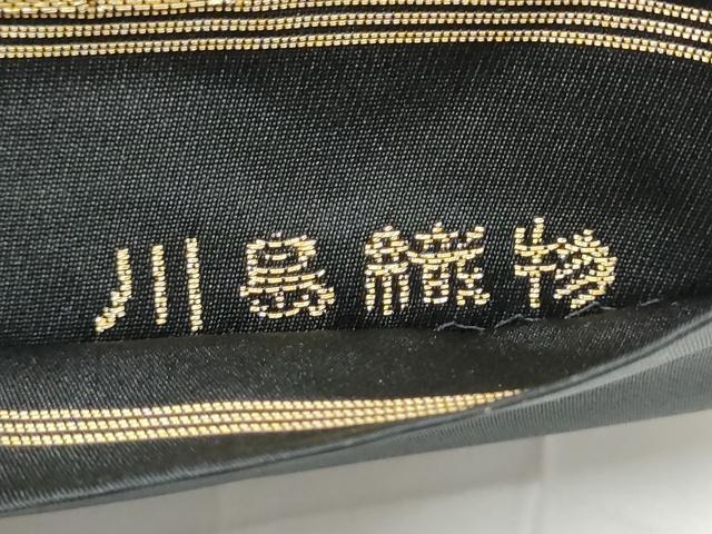 平和屋着物●西陣　川島織物　六通柄　本袋帯　唐織　短冊源氏車花文　黒地　金銀糸　正絹　逸品　CABE0094hy
