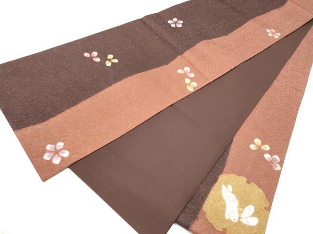 平和屋着物●太鼓柄袋帯　絞り　雪輪兎文　金通し地　正絹　逸品　CABE0100hy
