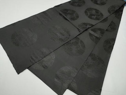 平和屋着物●丸帯　唐織　龍　花丸文　黒地　正絹　逸品　CABE0103hy