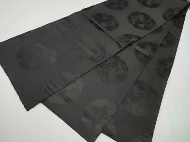 平和屋着物●丸帯　唐織　龍　花丸文　黒地　正絹　逸品　CABE0103hy