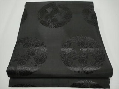 平和屋着物●丸帯　唐織　龍　花丸文　黒地　正絹　逸品　CABE0103hy