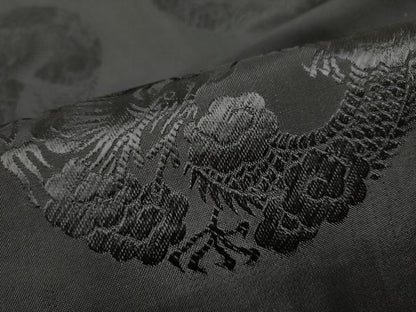 平和屋着物●丸帯　唐織　龍　花丸文　黒地　正絹　逸品　CABE0103hy