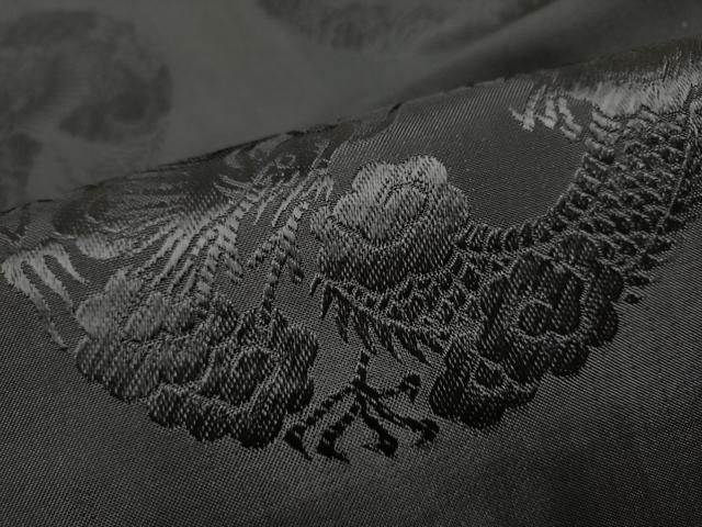 平和屋着物●丸帯　唐織　龍　花丸文　黒地　正絹　逸品　CABE0103hy