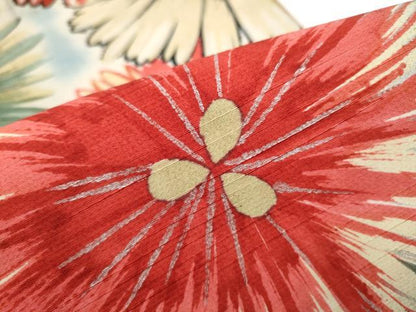 平和屋着物●アンティーク　大正ロマン　全通柄　京袋帯　刺繍　菊　銀彩　正絹　逸品　CABE0104hy