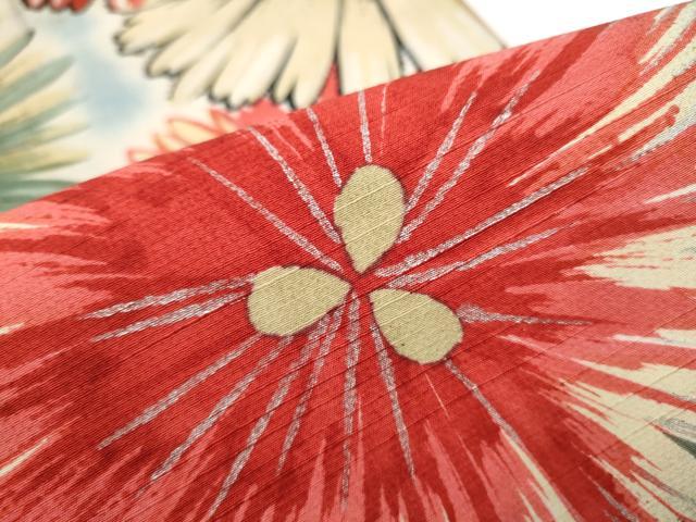 平和屋着物●アンティーク　大正ロマン　全通柄　京袋帯　刺繍　菊　銀彩　正絹　逸品　CABE0104hy