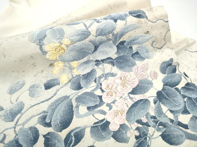 平和屋着物●九寸名古屋帯　唐織　枝花文　金糸　正絹　逸品　CABE0106hy