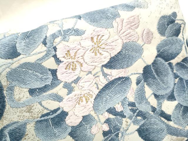 平和屋着物●九寸名古屋帯　唐織　枝花文　金糸　正絹　逸品　CABE0106hy