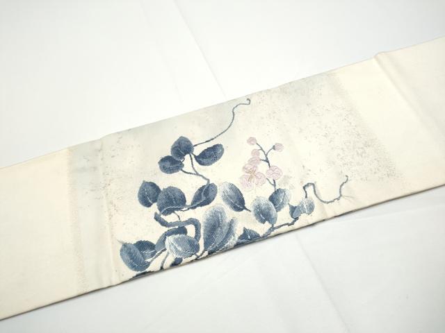 平和屋着物●九寸名古屋帯　唐織　枝花文　金糸　正絹　逸品　CABE0106hy