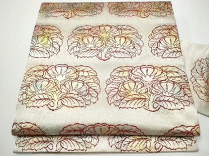 平和屋着物●龍村美術織物　たつむら　九寸名古屋帯　草花文　正絹　逸品　CABE0110hy
